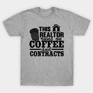 This Realtor Runs on Coffee & Contracts Real Estate Agent Funny T-Shirt